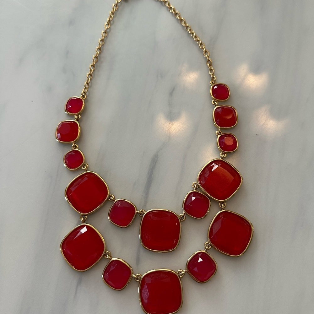 Kate Spade Red and Gold Statement Necklace